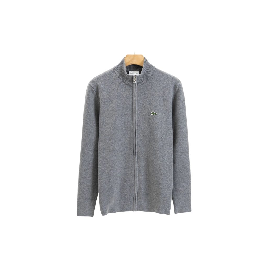 Lacoste Full Zip Stand Collar Knit Cardigan Grey OKZY20261061