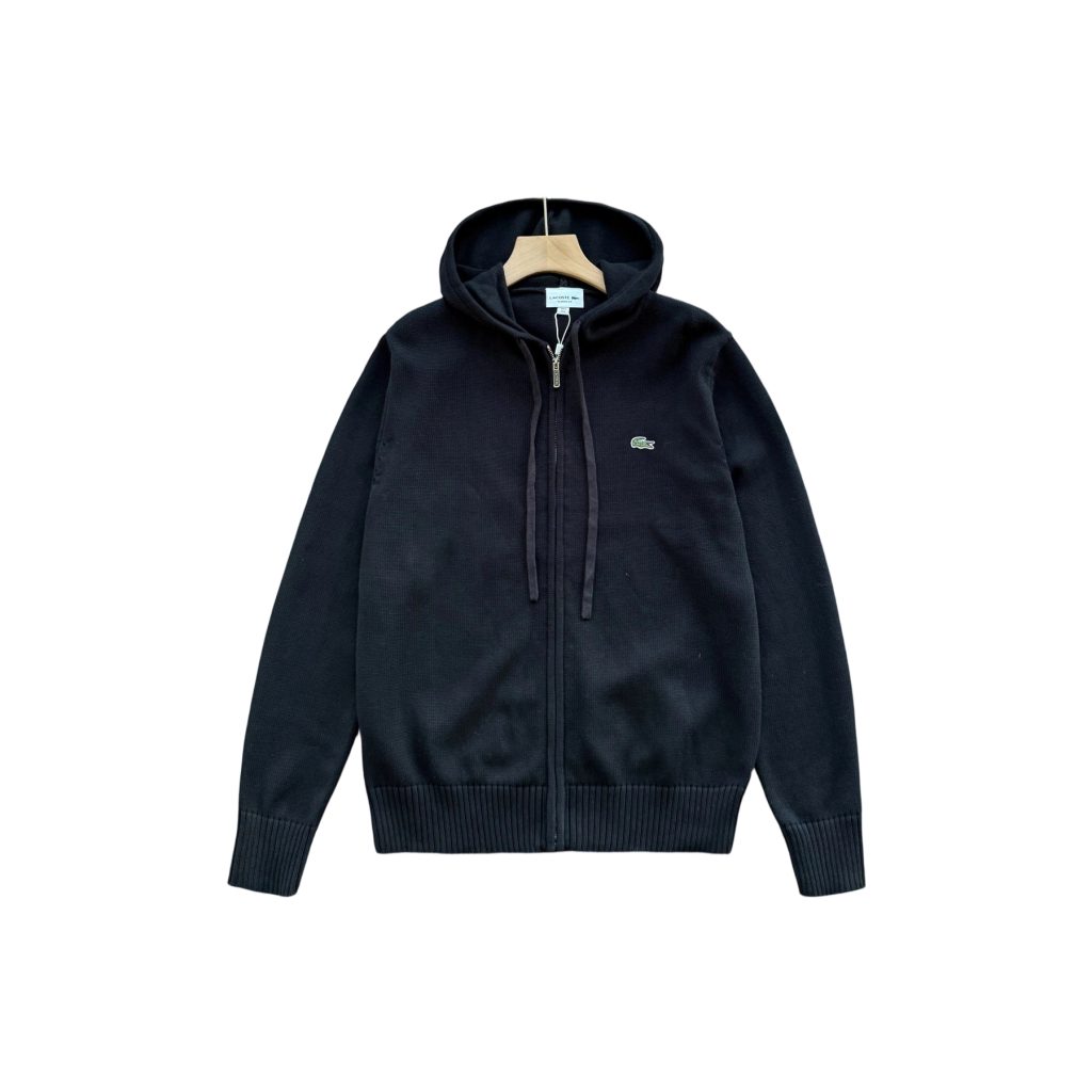 Lacoste Full Zip Hooded Knit Cardigan Black OKZY20261065