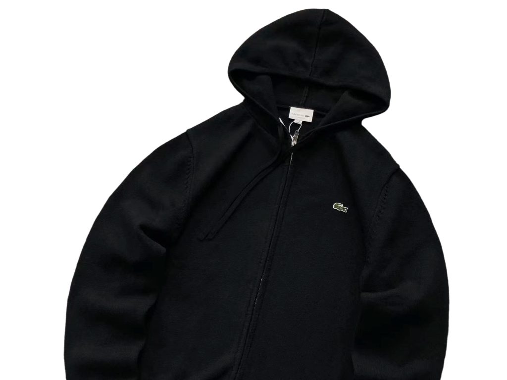 Lacoste Full Zip Hooded Knit Cardigan Black OKZY20261065