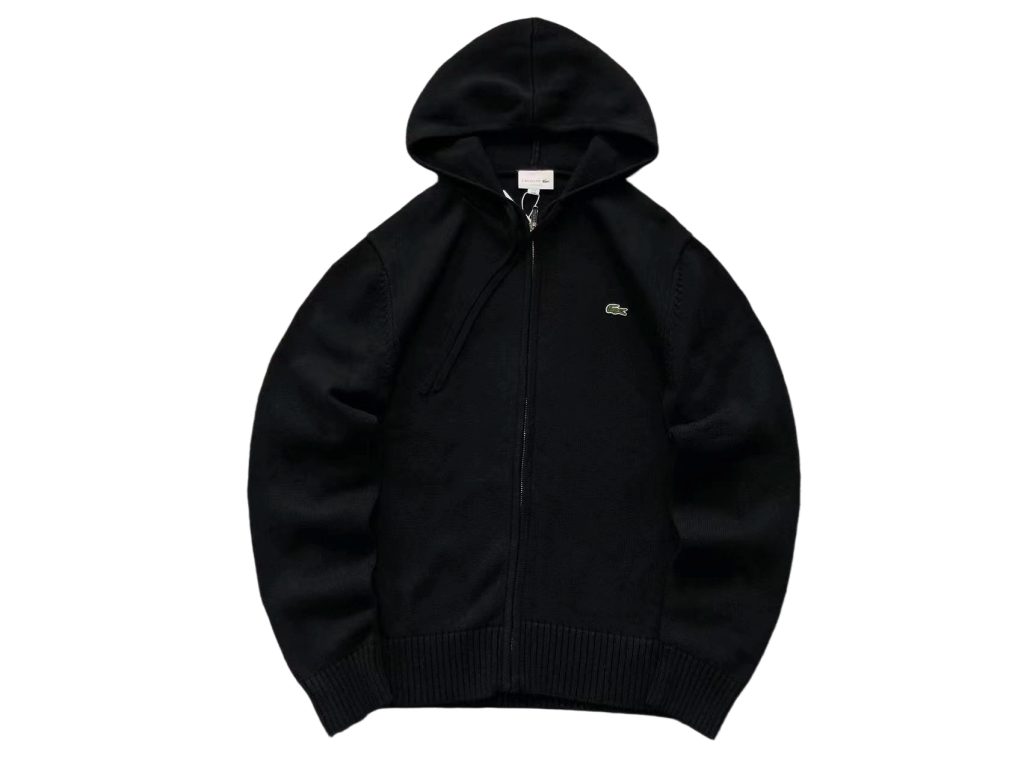 Lacoste Full Zip Hooded Knit Cardigan Black OKZY20261065