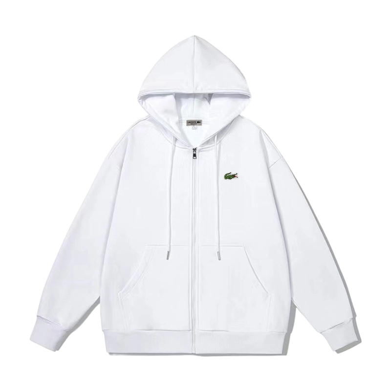 Lacoste Small Croc Logo Zip Up Hoodie White OKZY20261067