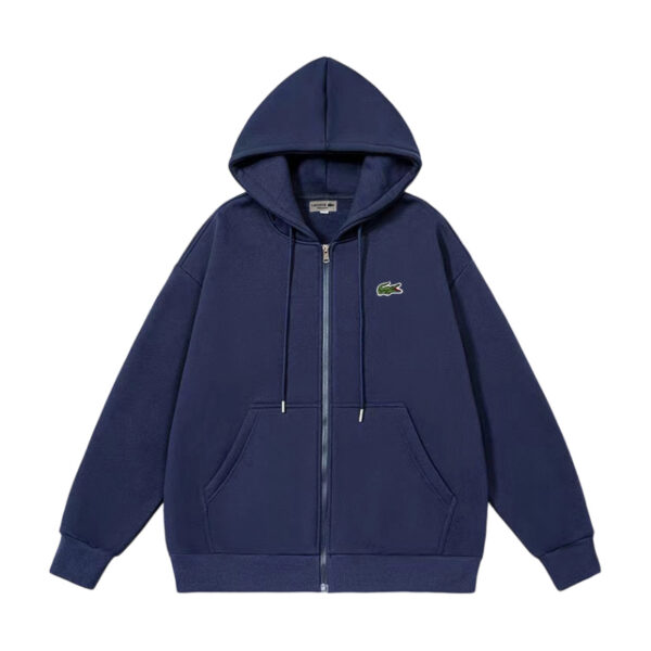 Lacoste Small Croc Logo Zip Up Hoodie Navy OKZY20261070