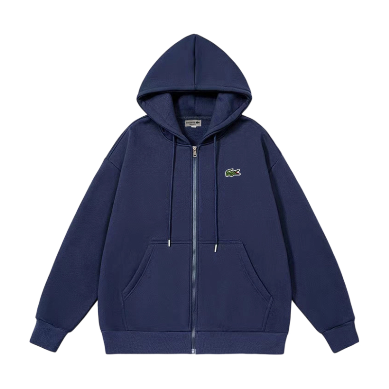 Lacoste Small Croc Logo Zip Up Hoodie Navy OKZY20261070