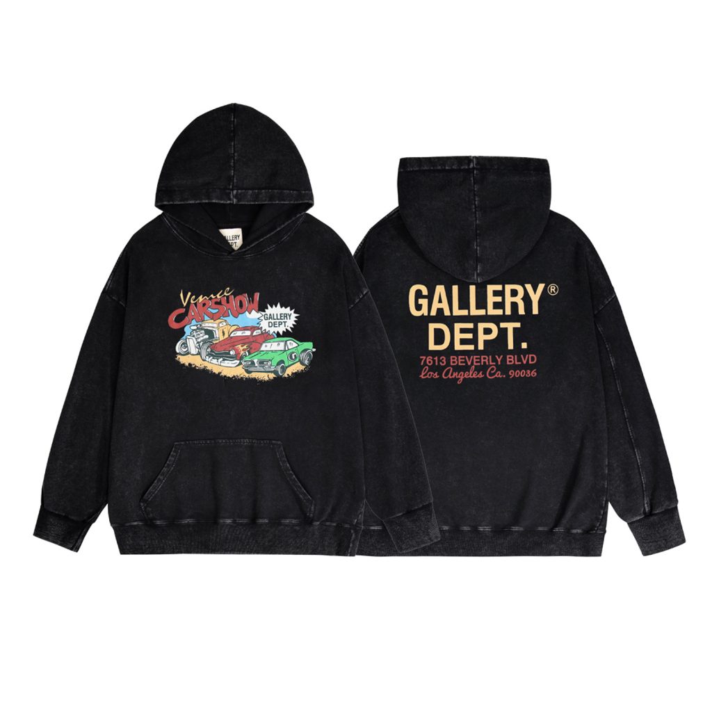 Gallery Dept Vintage Car Show Print Hoodie Black OKZY20261081
