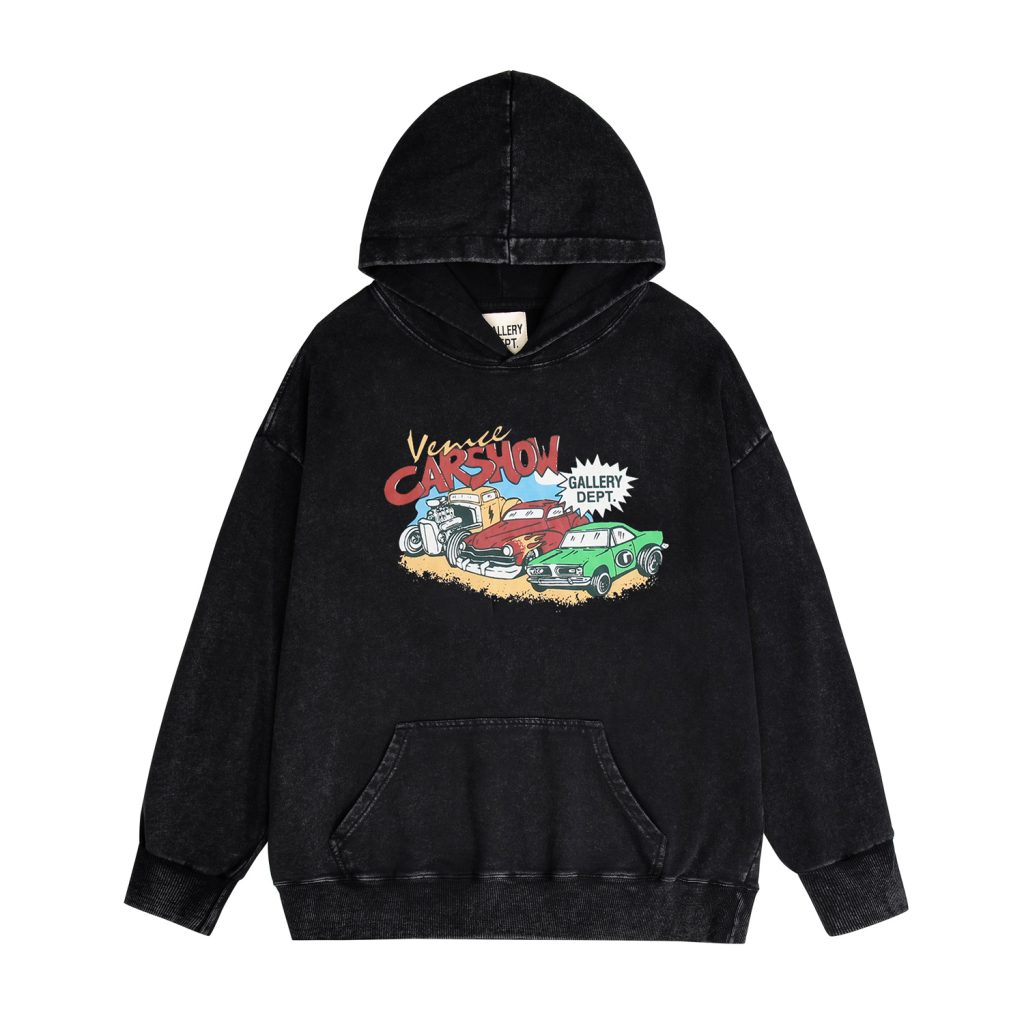 Gallery Dept Vintage Car Show Print Hoodie Black OKZY20261081