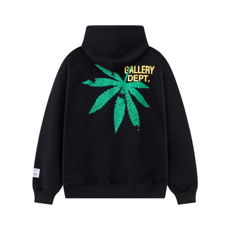 Gallery Dept Green Leaf Logo Hoodie Black OKZY20261083