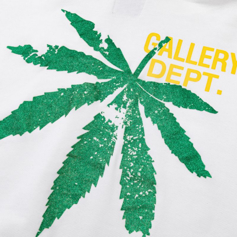 Gallery Dept Green Leaf Logo Hoodie White OKZY20261084