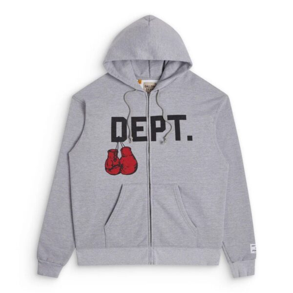 Gallery Dept Boxing Gloves Zip Up Hoodie Grey OKZY20261089