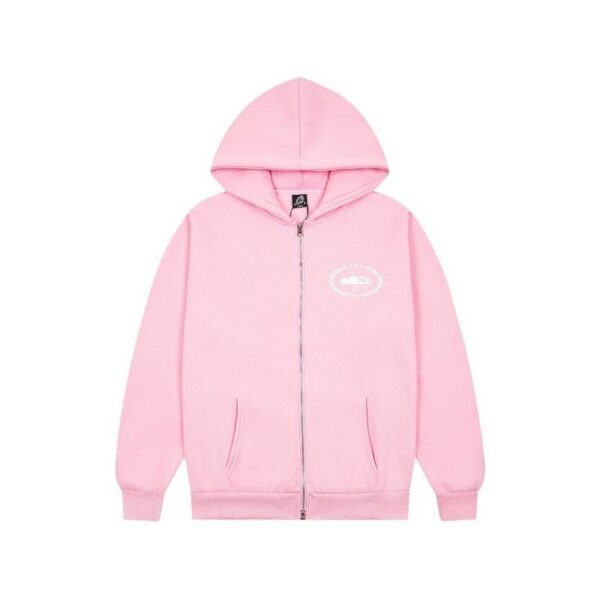 Corteiz Wreath Logo Zip Hoodie Pink OKZY20261109