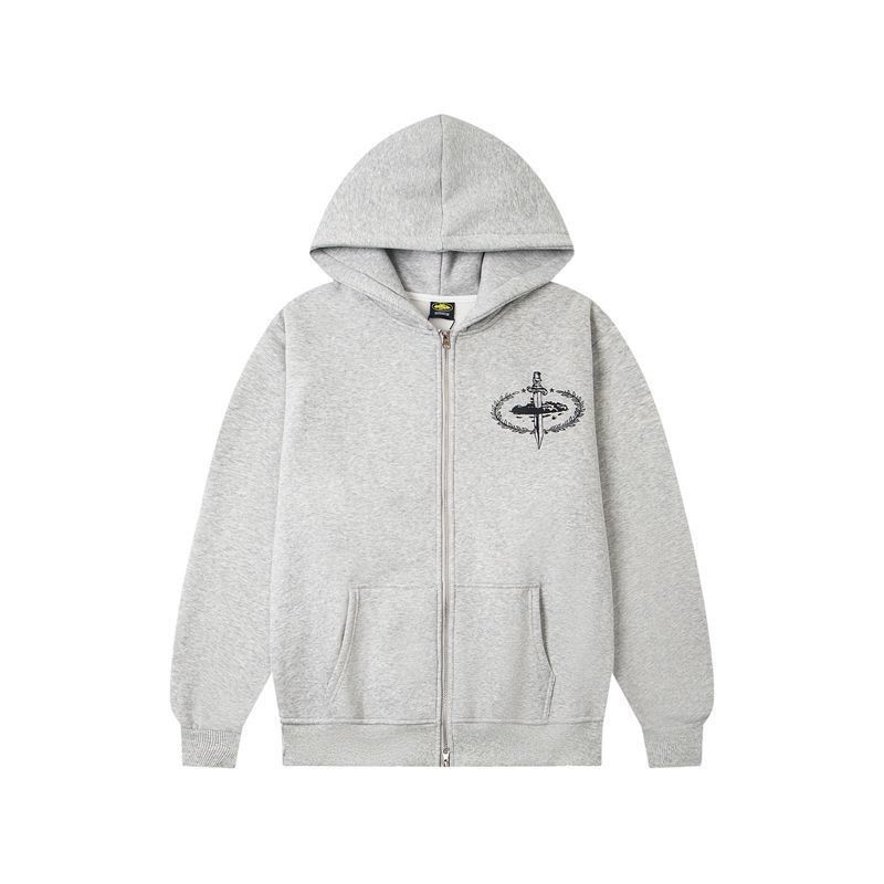 Corteiz Dagger Wreath Zip Hoodie Grey OKZY20261110