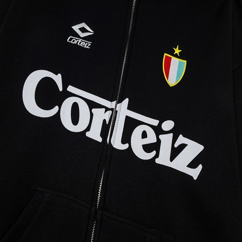 Corteiz Football Logo Zip Hoodie Black OKZY20261114
