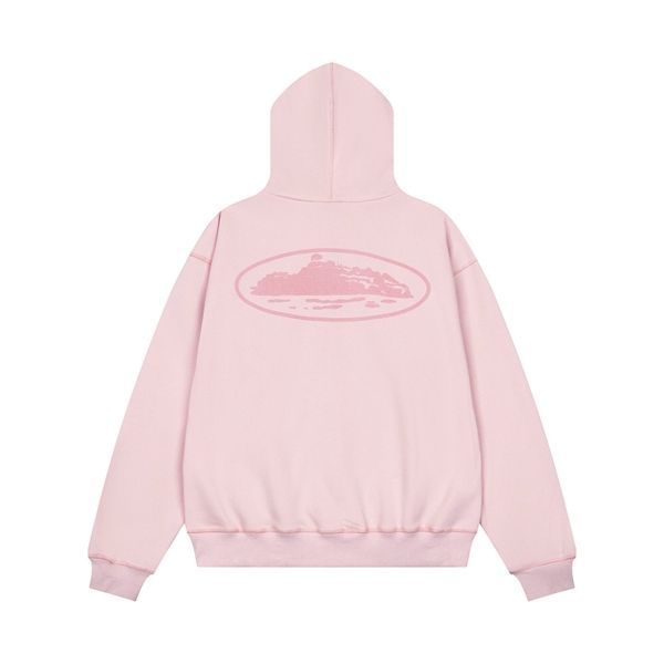 Corteiz Wreath Tank Zip Hoodie Pink OKZY20261116