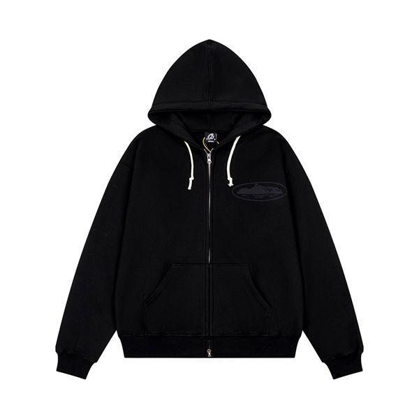 Corteiz Oval Logo Zip Hoodie Black OKZY20261118