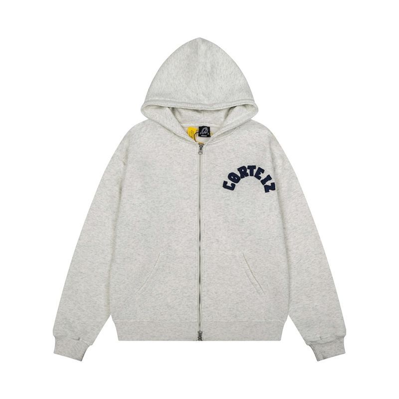 Corteiz Arch Logo Zip Hoodie Heather Grey OKZY20261121
