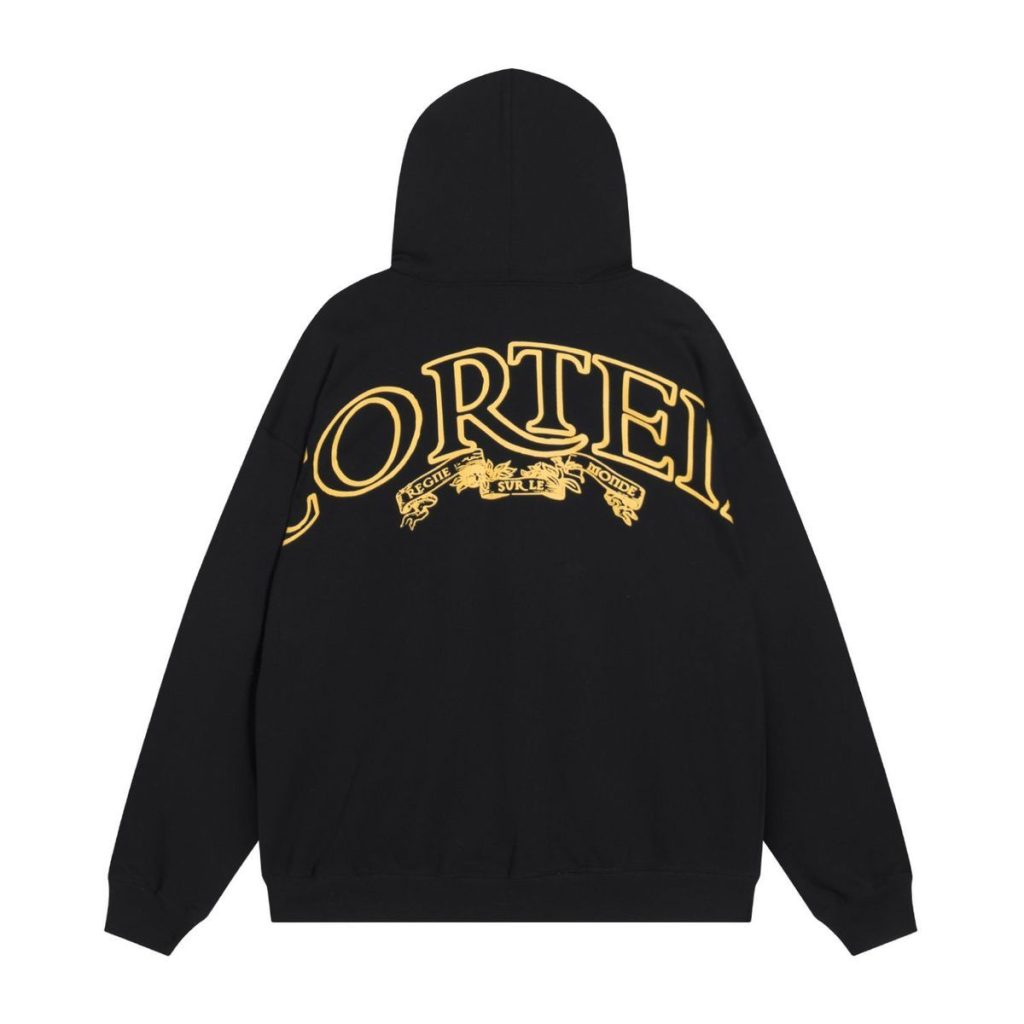 Corteiz Oval Gold Logo Zip Hoodie Black OKZY20261123