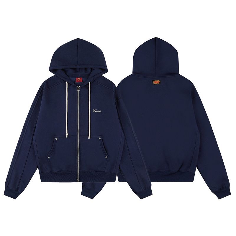 Corteiz Small Embroidery Zip Hoodie Navy OKZY20261125