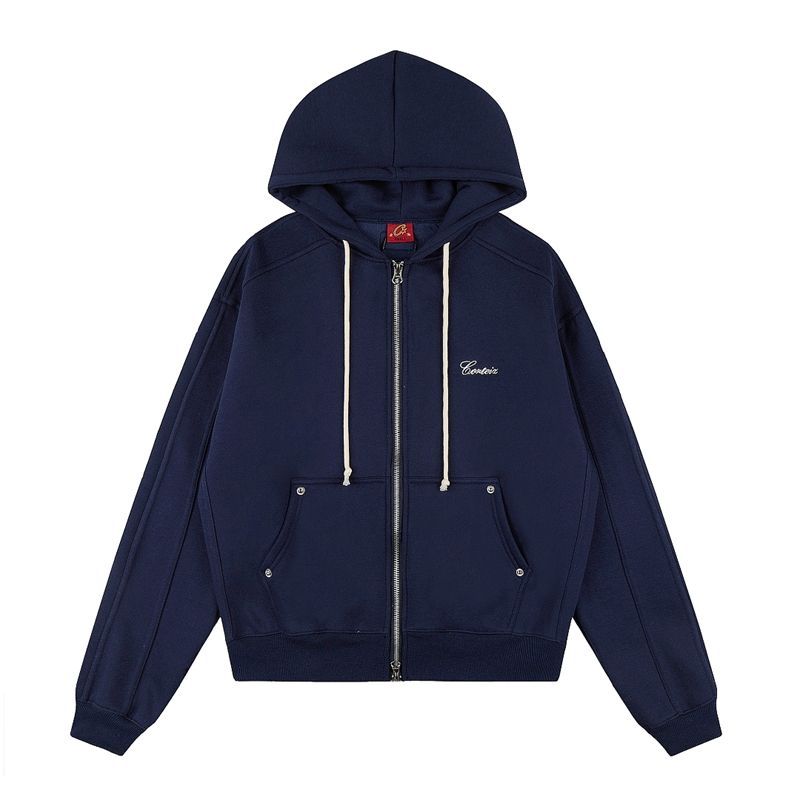 Corteiz Small Embroidery Zip Hoodie Navy OKZY20261125