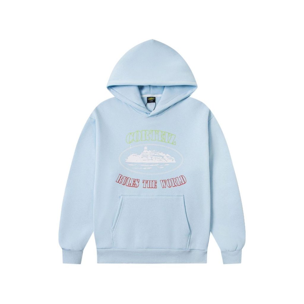 Corteiz Rules The World Ship Graphic Hoodie Light Blue OKZY20261131