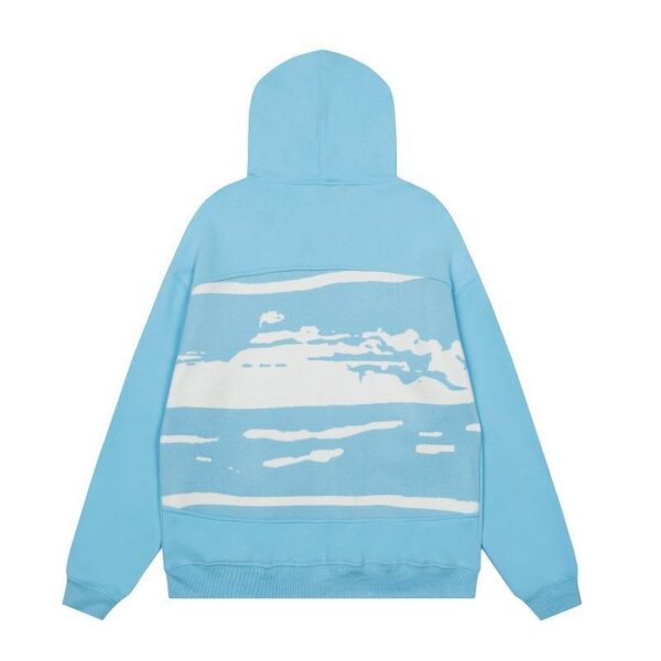 Corteiz Sky Landscape Print Zip Up Hoodie Light Blue OKZY20261135