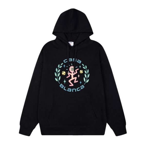 Casablanca Black Tennis Figure Logo Hoodie OKZY20261140