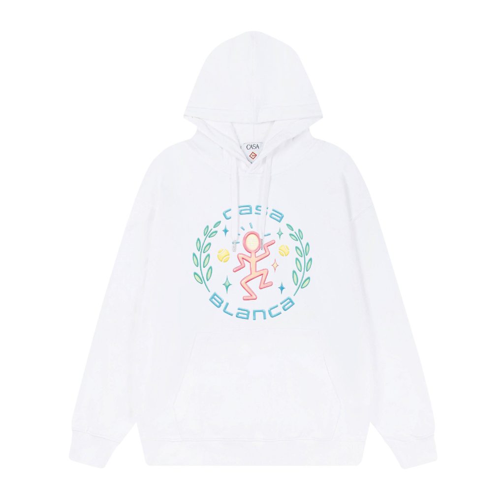 Casablanca White Tennis Figure Logo Hoodie OKZY20261141
