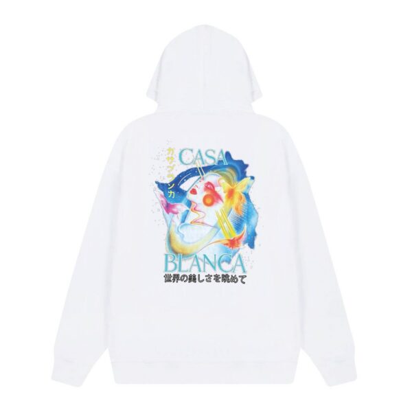 Casablanca White Japanese Art Back Print Hoodie OKZY20261143