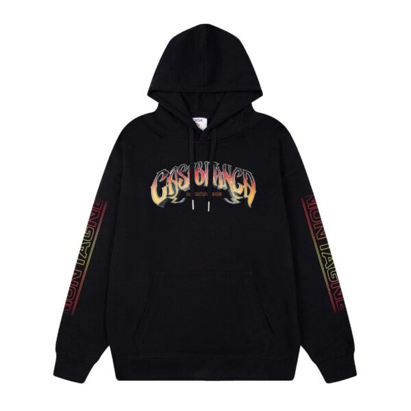 Casablanca Black Flame Letter Front Print Hoodie OKZY20261148