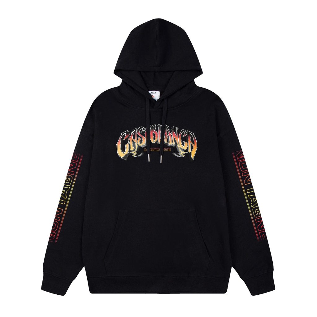 Casablanca Black Flame Letter Front Print Hoodie OKZY20261148