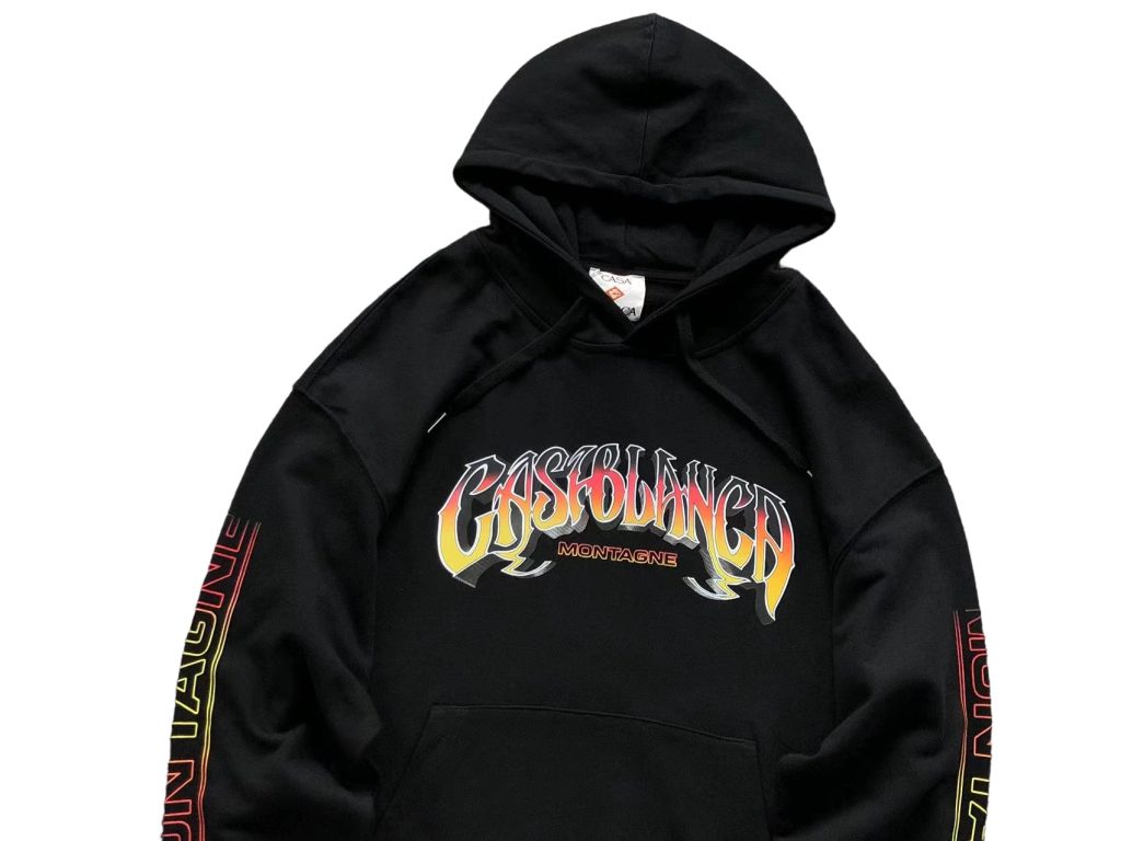 Casablanca Black Flame Letter Front Print Hoodie OKZY20261148