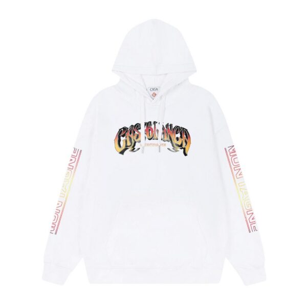 Casablanca White Flame Letter Front Print Hoodie OKZY20261149