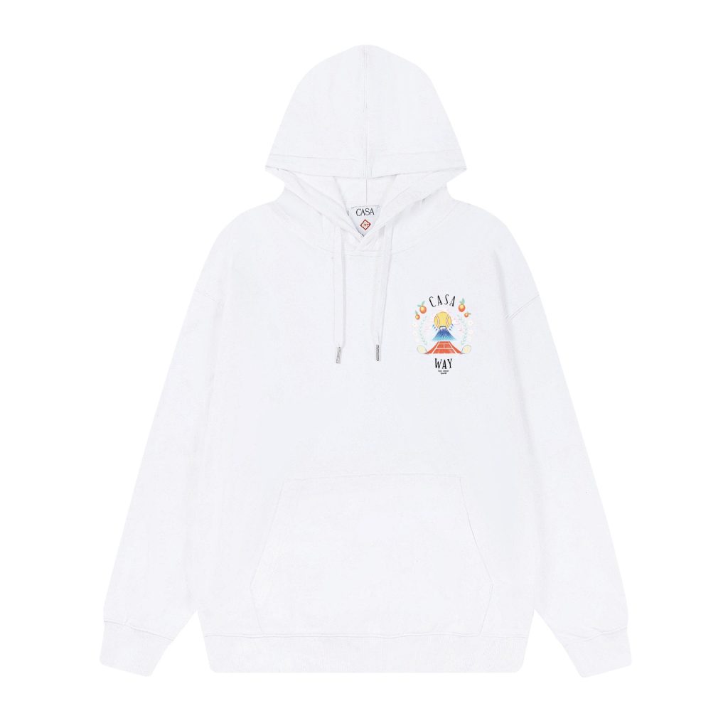 Casablanca White Fuji Tennis Small Logo Hoodie OKZY20261150