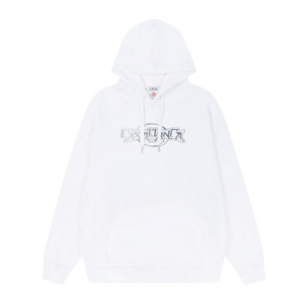 Casablanca White Silver Metallic Logo Hoodie OKZY20261152