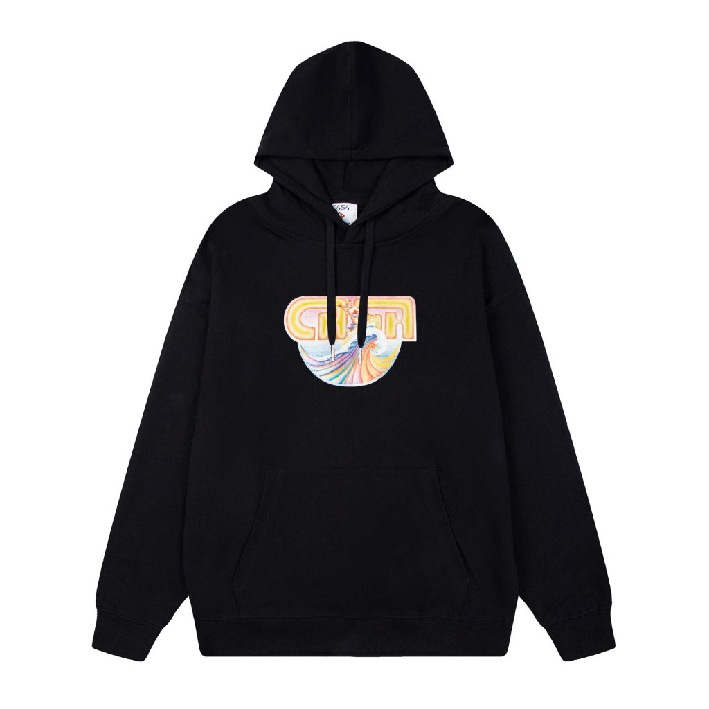 Casablanca Black Retro Wave Surfer Graphic Hoodie OKZY20261155