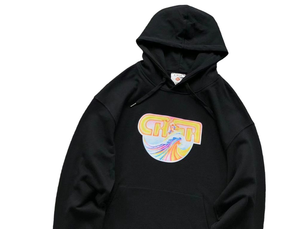 Casablanca Black Retro Wave Surfer Graphic Hoodie OKZY20261155