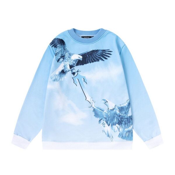 Trapstar Eagle Print Crewneck Sweatshirt Light Blue OKZY20261162