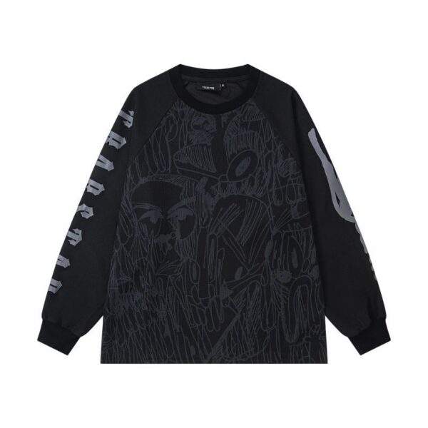 Trapstar Black Sketch Print Long Sleeve Tee OKZY20261164
