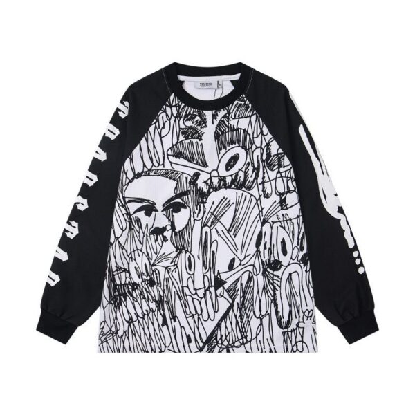 Trapstar Black White Sketch Long Sleeve Tee OKZY20261165