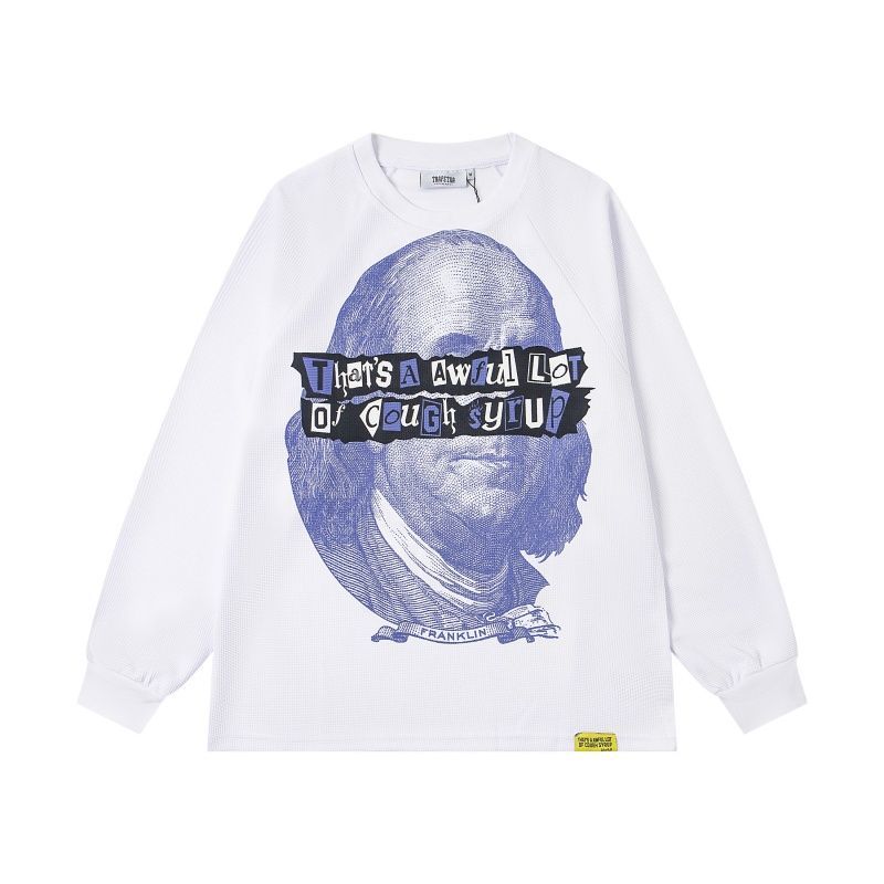 Trapstar White Franklin Portrait Long Sleeve Shirt OKZY20261167