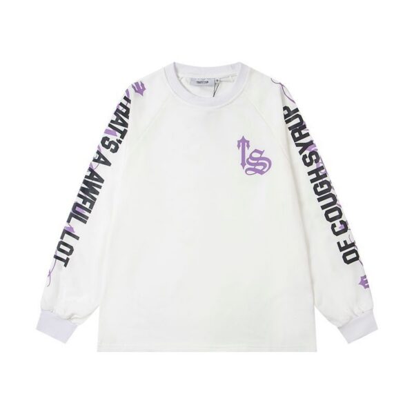 Trapstar White Purple Sleeve Print Long Sleeve Tee OKZY20261168
