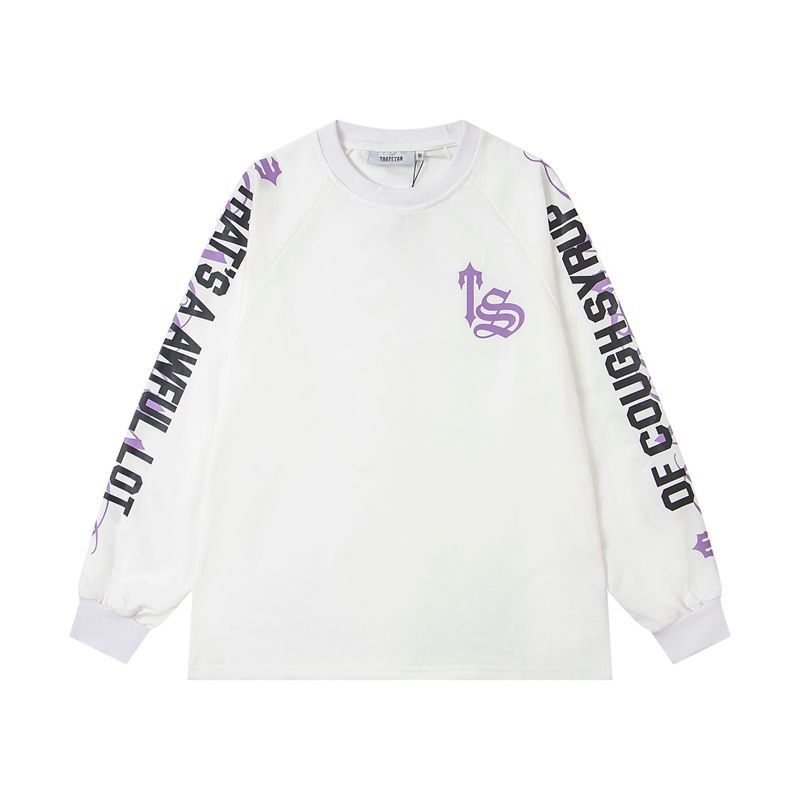 Trapstar White Purple Sleeve Print Long Sleeve Tee OKZY20261168