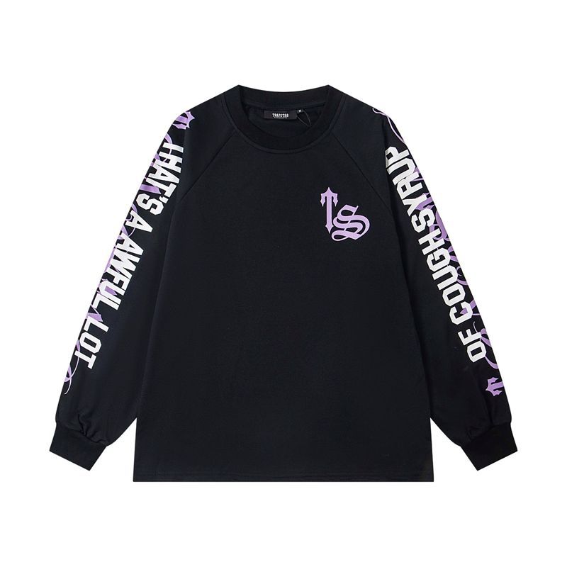 Trapstar Black Purple Sleeve Print Long Sleeve Tee OKZY20261169