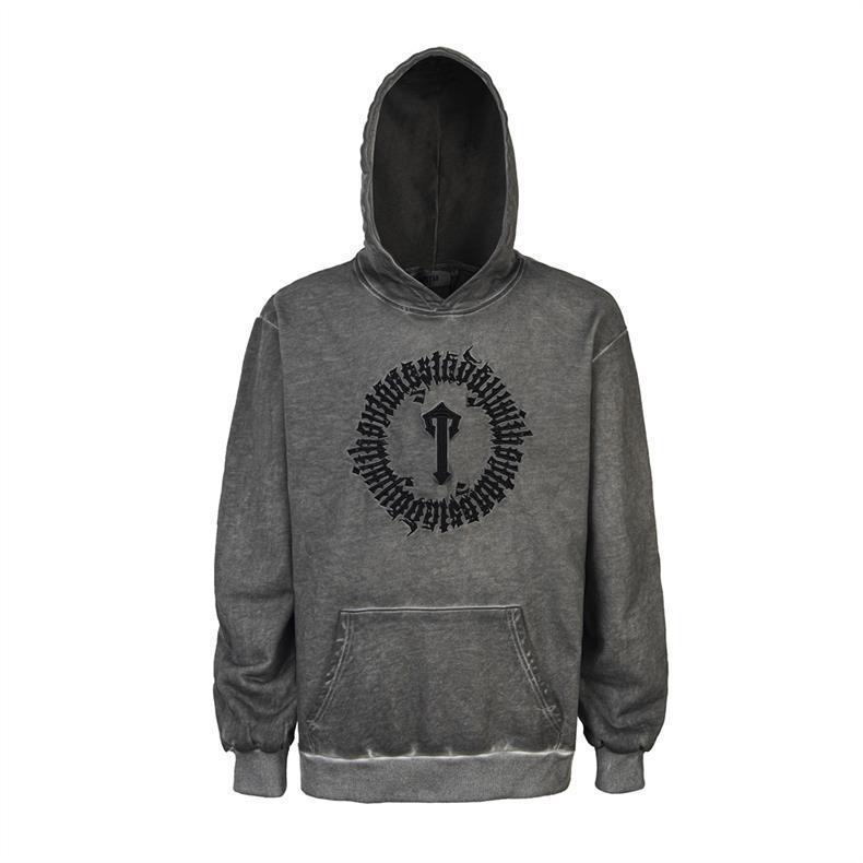 Trapstar Washed Grey Circle Logo Embroidery Hoodie OKZY20261170