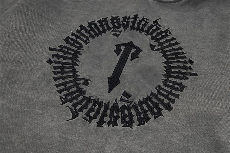 Trapstar Washed Grey Circle Logo Embroidery Hoodie OKZY20261170