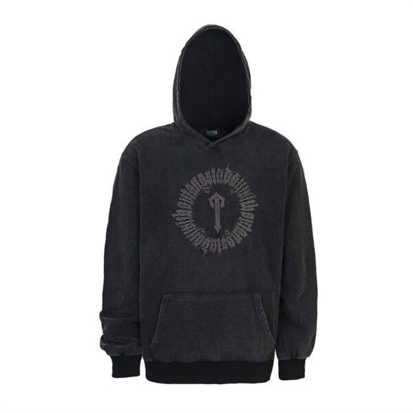 Trapstar Washed Black Circle Logo Embroidery Hoodie OKZY20261171