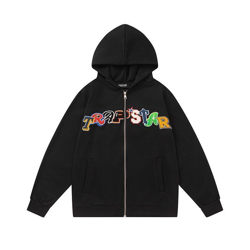 Trapstar Black Colorful Letter Zip Up Hoodie OKZY20261175
