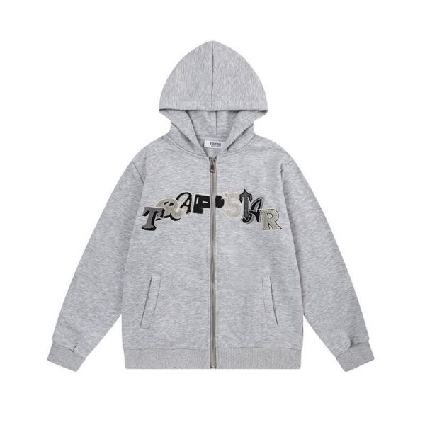 Trapstar Grey Multi Tone Letter Zip Up Hoodie OKZY20261177