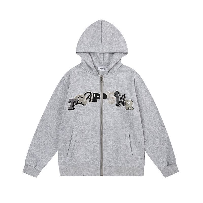Trapstar Grey Multi Tone Letter Zip Up Hoodie OKZY20261177