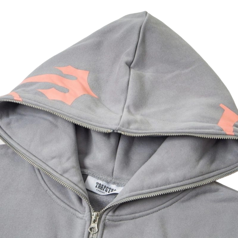 Trapstar Grey Peach Sleeve Print Zip Up Hoodie OKZY20261189