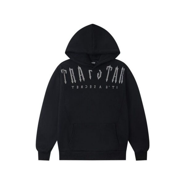 Trapstar Black Rhinestone Gothic Letter Hoodie OKZY20261192