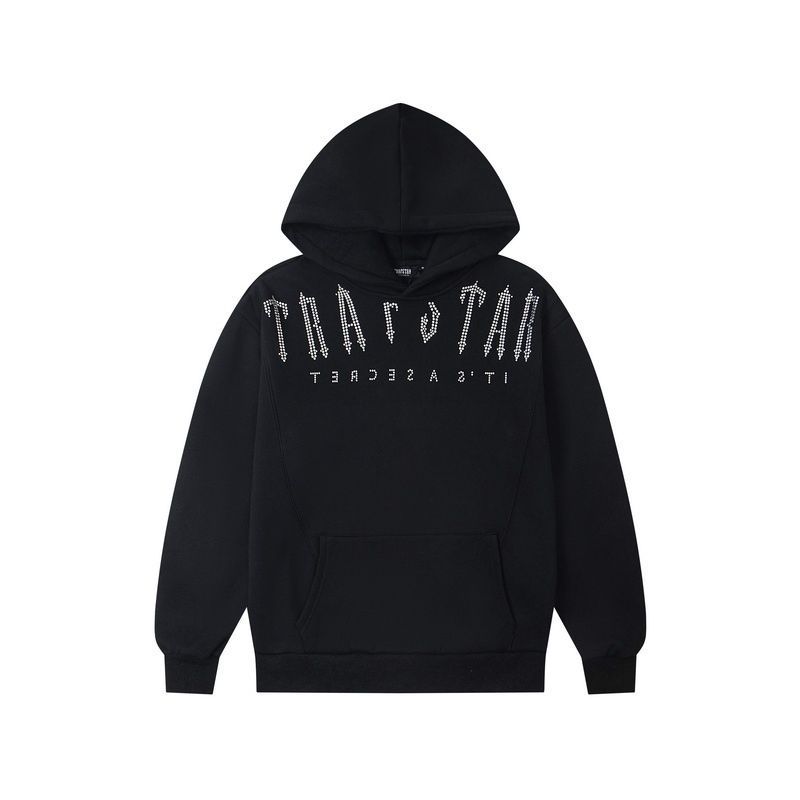 Trapstar Black Rhinestone Gothic Letter Hoodie OKZY20261192